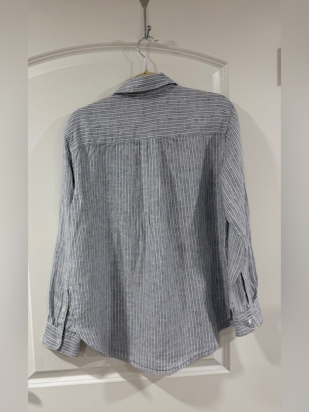 Madewell 100% Linen Striped Button Up Shirt Blue White Relaxed Small NWT - Picture 3 of 8
